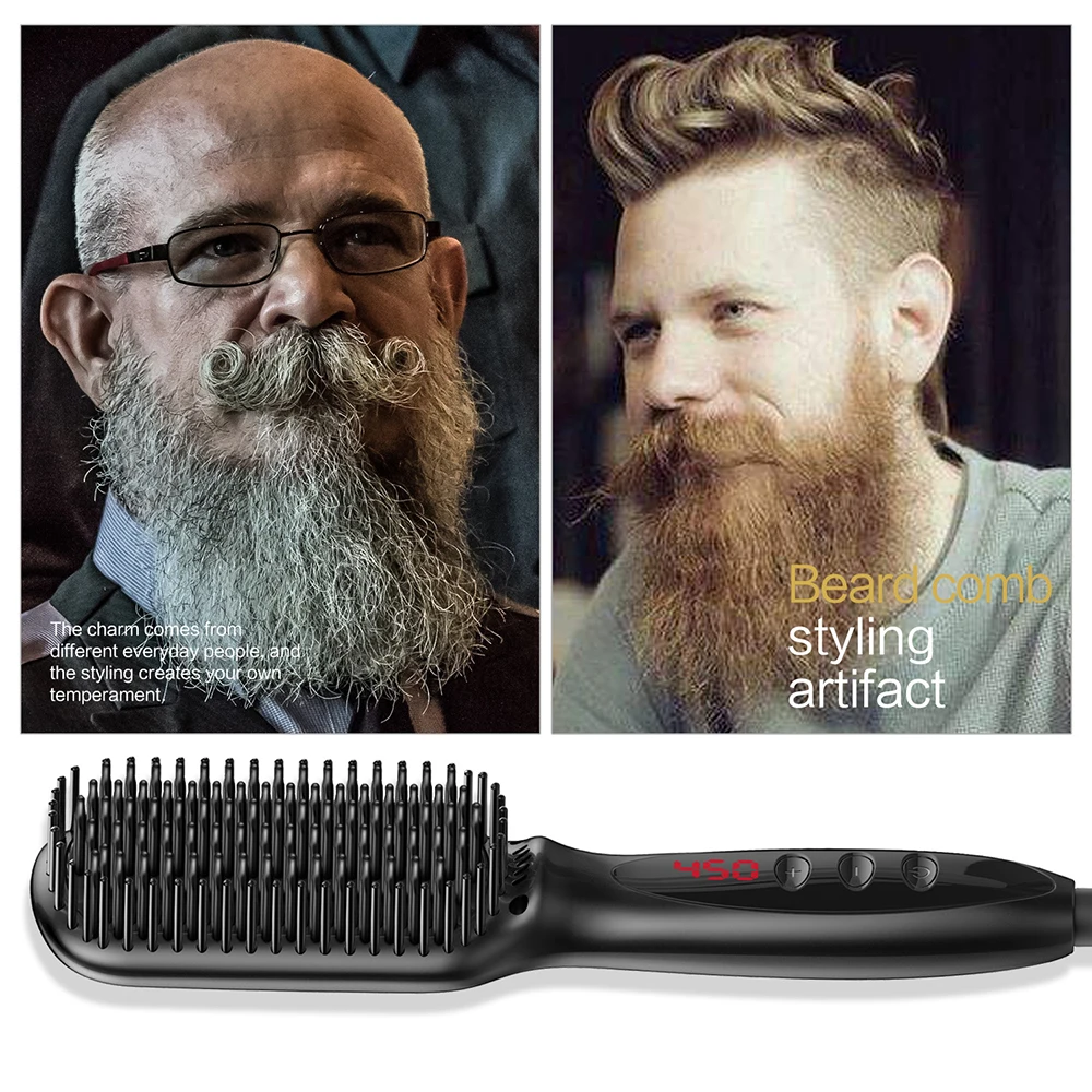 Hair Straightener Brush Ceramic Heating Ionic Straightening with Anti-Scald Auto Temperature Lock and Auto-Off Function
