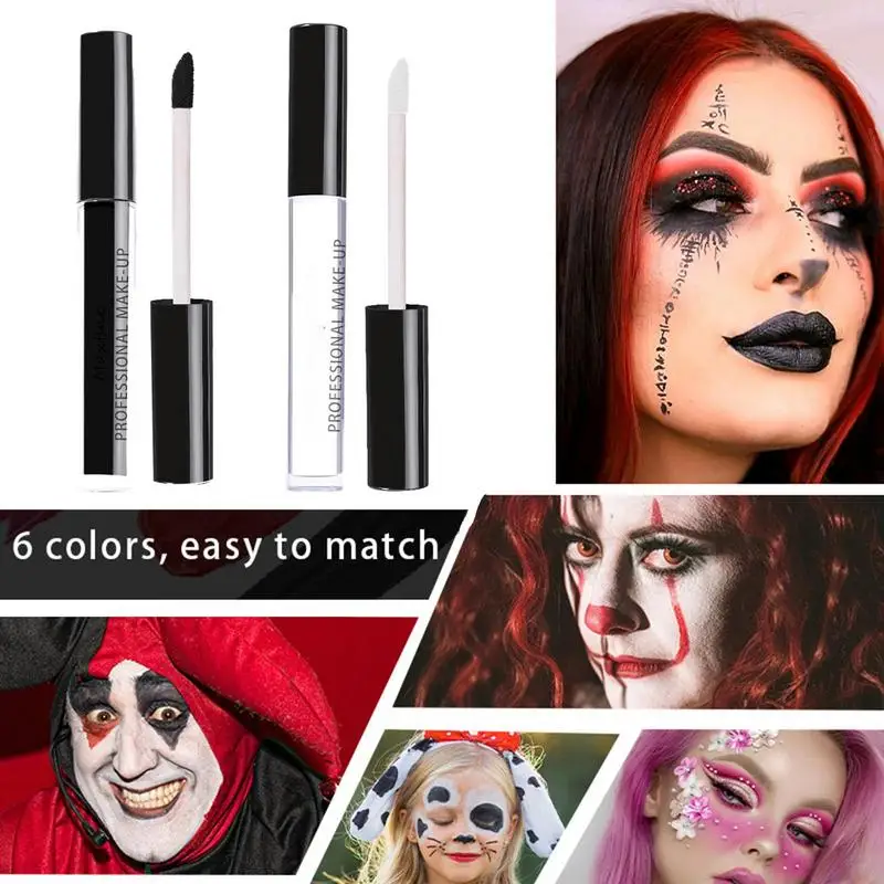 Lip Gloss Lip Makeup 1pcs Halloween Lipgloss Waterproof Sexy White Black Lip Gloss Halloween lipstick Lip Makeup Tool Korean Cosmetics
