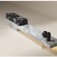 Роскошная итальянская ТВ-консоль из натурального мрамора, водостойкая и устойчивая к царапинам, сертифицированная EO, настраиваемый развлекательный центр виллы — изображение 4