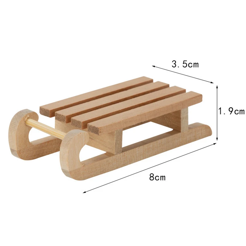 1:12 인형 집 미니어처 나무 썰매 썰매 크리스마스 장면 장식 놀이 집 장난감, DIY 색칠 썰매, 어린이 장난감 선물