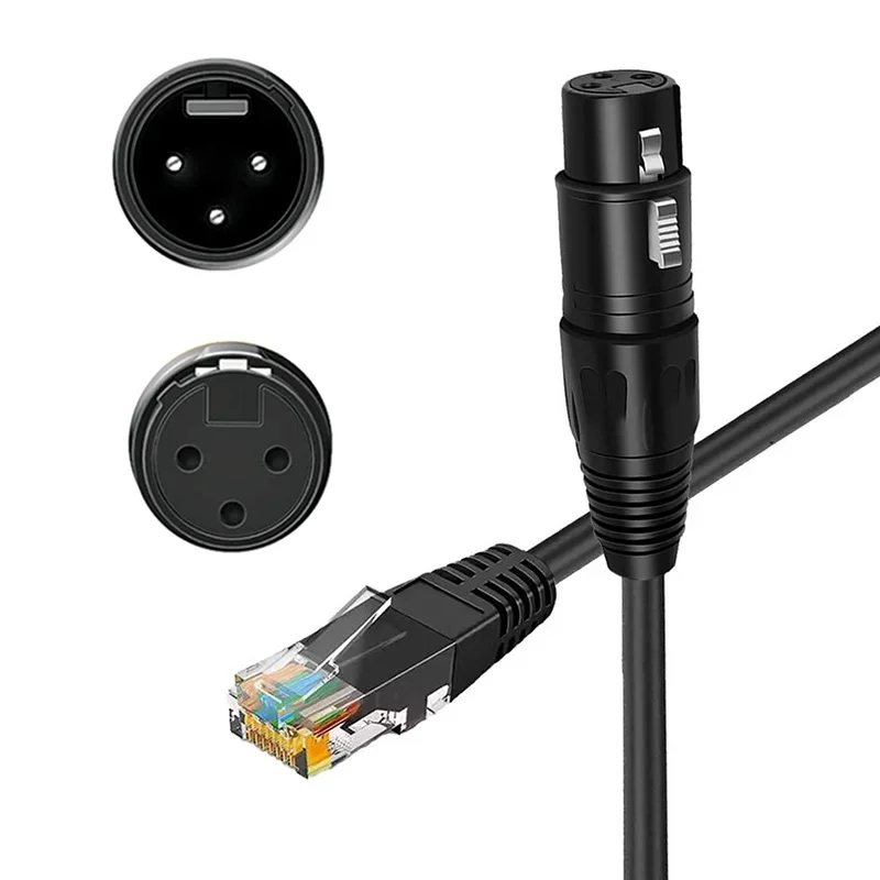 XLR 3핀 - RJ45 네트워크 케이블 어댑터 디지털 오디오 및 비디오 케이블 2코어 암형 신호선 DMX512 XLR - RJ45 커넥터 0.3M