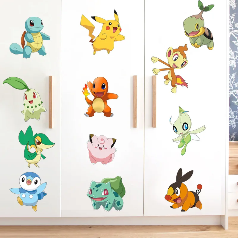 Compre Adesivos de parede pikachu, animais de desenho animado, animais de  estimação, elfos, autoadesivos, grafite, decoração de quarto infantil