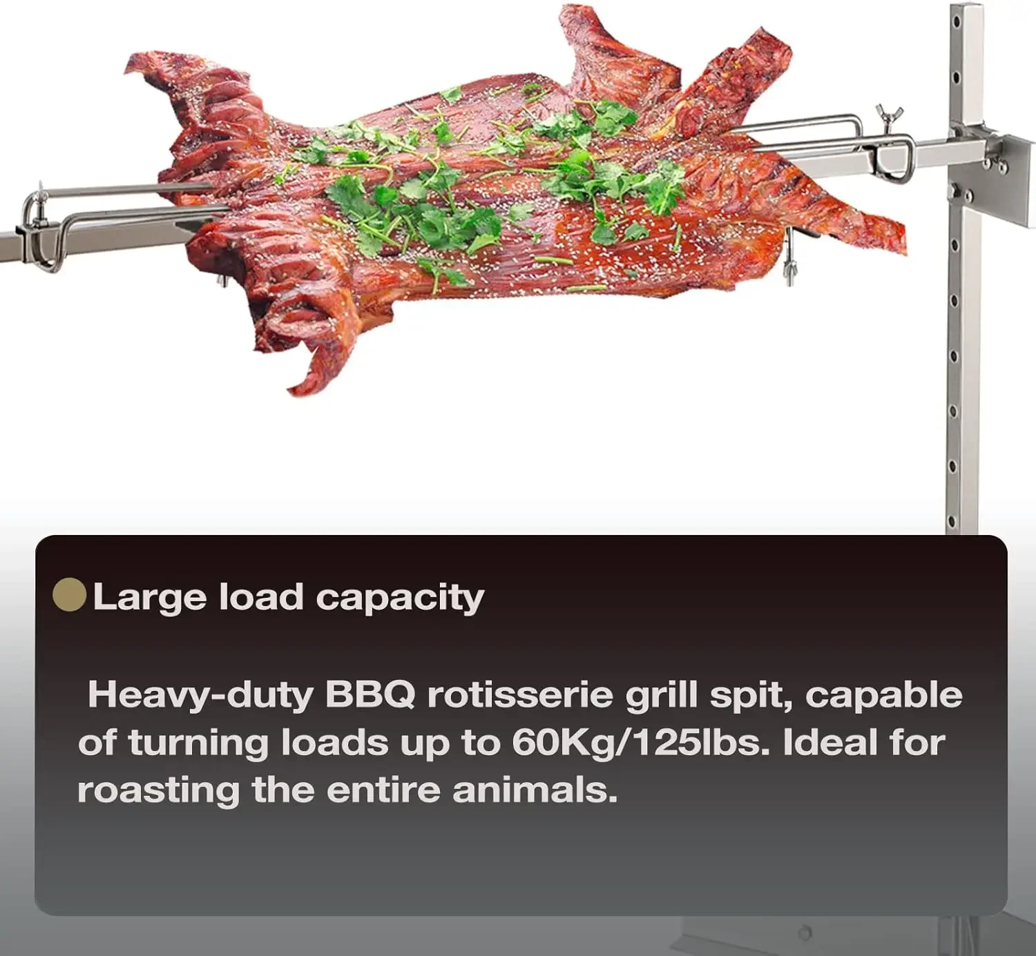 Electric Rotisserie Grill Kit | 125LBS Pig Spit Rotisserie Grill | 45W Rotatable Motor BBQ Rotisserie Kit | Height Adjustable Sp 5