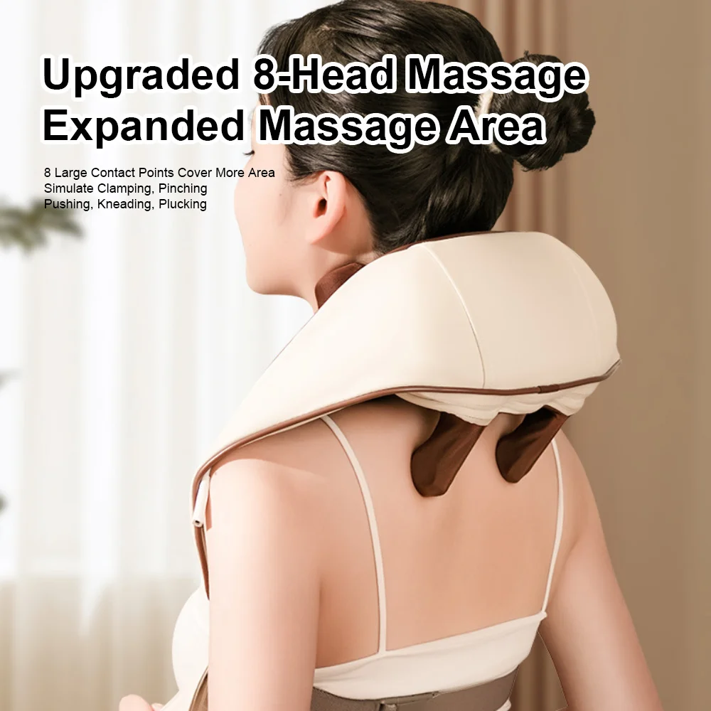 Neck Shoulder Massager Deep Tissue Shiatsu Back Massagers with Heatfor Pain Relief Electric Kneading Squeeze Muscles Massage