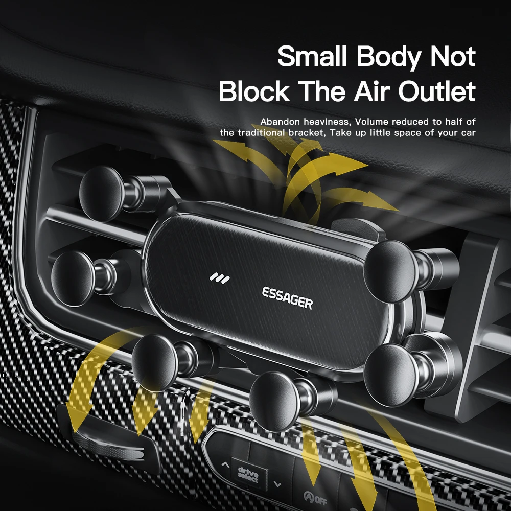 Enhanced Car Phone Holder with Gravity Lock and Air Vent Clip