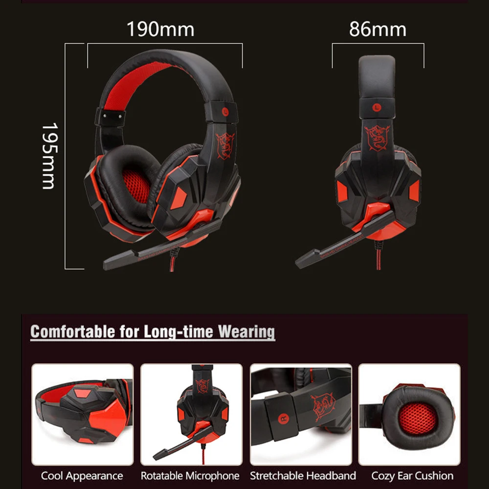 Universal 3.5mm Wired Computer Headphones Foldable Portable Music Gaming Headset Noise Canceling Sports Earphone Stereo Headset