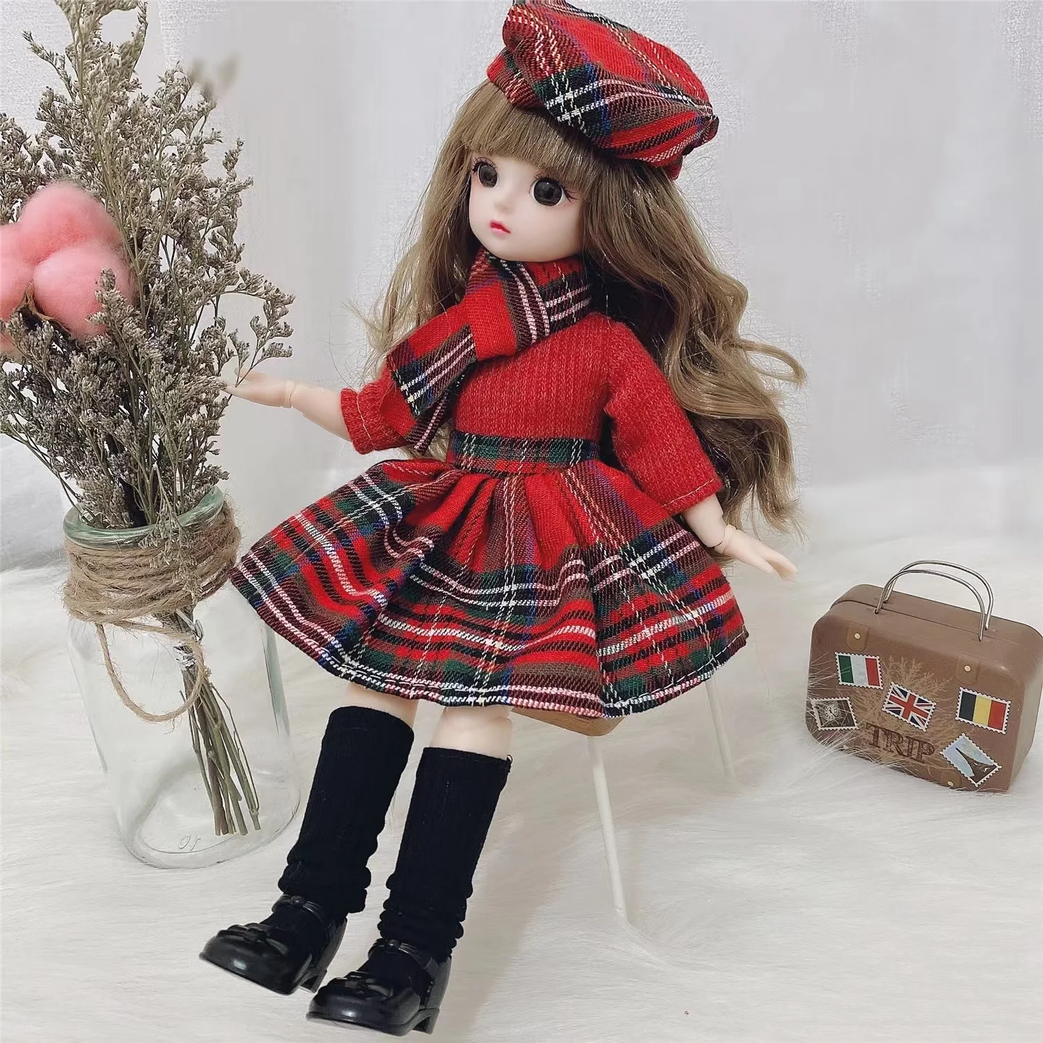 

30CM 1/6 BJD Little Princess Suit 3D Eyes 23 Joints High Temperature Hair 6 Point BJD Dolls, Children's Dolls