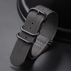 Premium Nylon Braided Sport Watch Band - Universal Replacement Wrist Strap with 5 - Ring Buckle - 22mm (Grey)