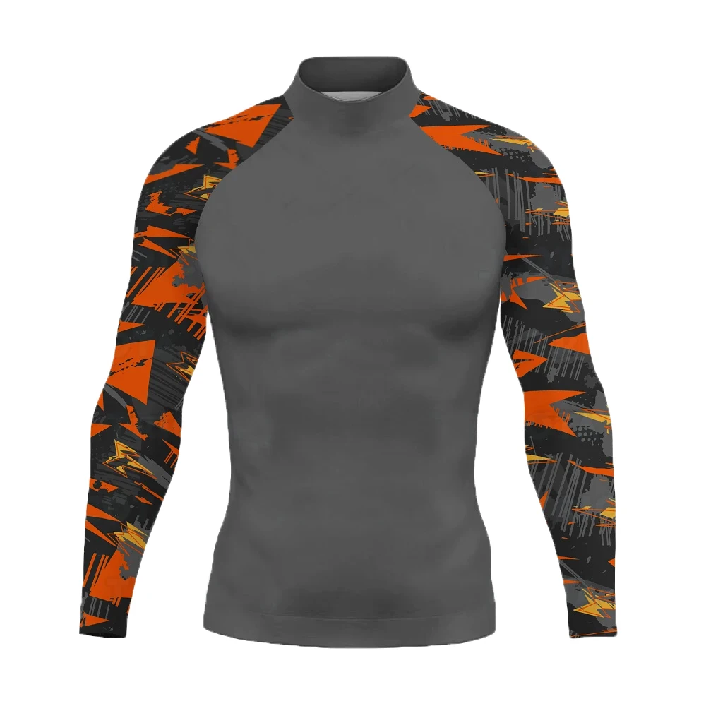 Men Swim Surfing T-shirt Beach UV Protection Swimwear Rash Guard Long Sleeve Diving Wetsuit Summer Apparel Tight Wear