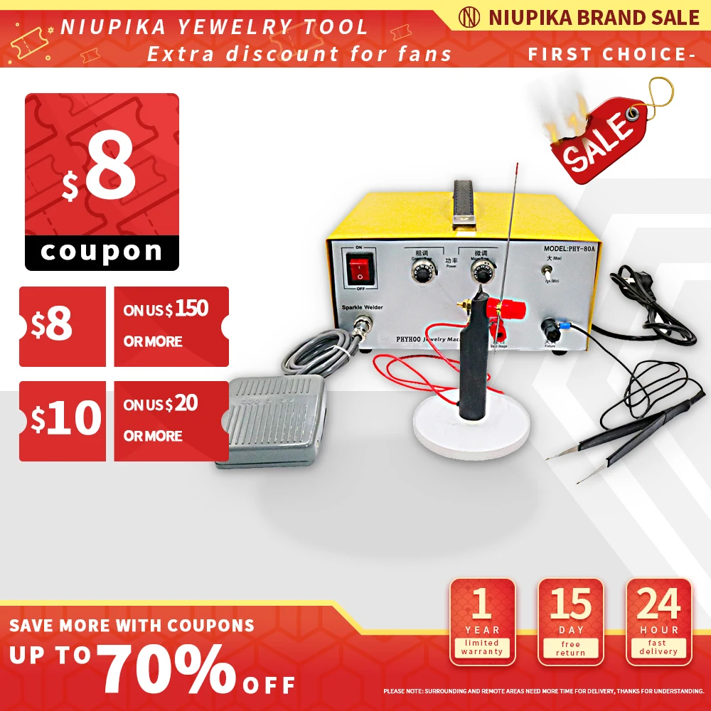 NIUPIKA Spot Welding Machine 80A 500W Hand Held Pulse Gold and Silver Jewelry Making Tools