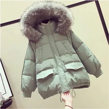  2023 new down jacket women's winter short loose warm cotton coat looks thin and fat mm cotton clothing Korean version trend 
