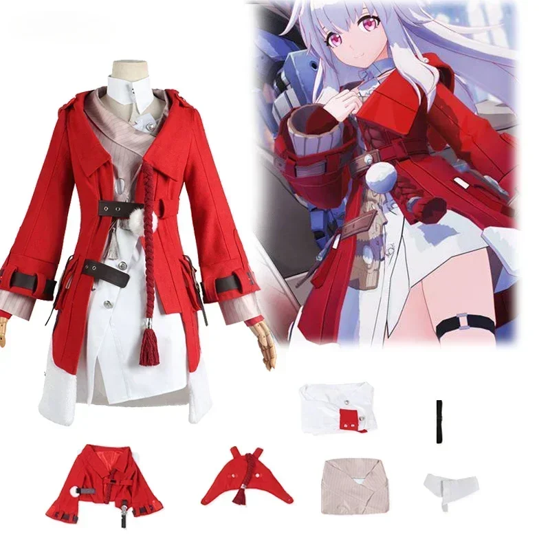 

Clara Cosplay Costume Wig Game Honkai: Star Rail Cosplay Clara Red Suit Long Hair Halloween Party Game Clothing For Women Girls