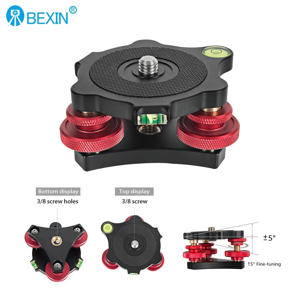 Leveling Adjustment Base Tripod Head Horizontal Base Mount Adapter for Canon Nikon DSLR Camera Tripod Monopod leveling base mount