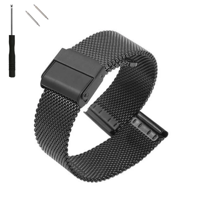 Stainless Steel Woven Mesh Watch Band Bracelet - Universal Replacement Strap