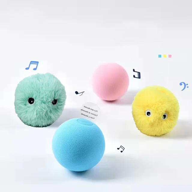 Smart Cat Toys Interactive Ball Plush Electric Catnip Training Toy Kitten Touch Sounding Pet Product Squeak Toy Ball Cat Supplie 4