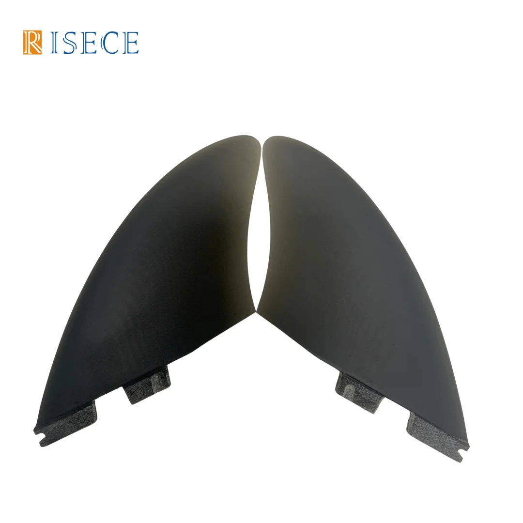 RISECE FCS II Fiberglass Twin Fin Surfboard Fin Clear Black Glass Fiber Single Tab Keel 2PC/SET