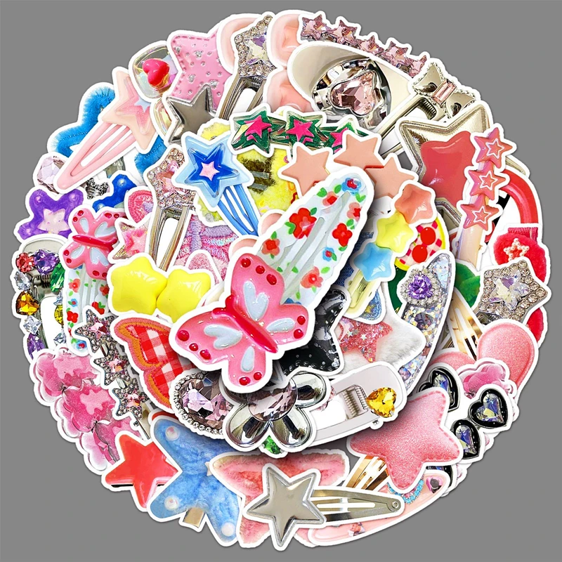 

Cartoon Anime Kawaii Hairpin Y2K Stickers for Laptop Suitcase Album Stationery Waterproof Album Decals Kids Toys Birthday Gifts