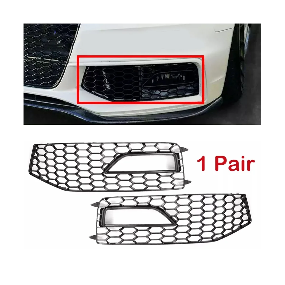 

1Pair Car Front Grille Grill Lower Bumper Fog Light Cover Trim for Audi A4 S-Line S4 2013 2014 2015 8K0807681L