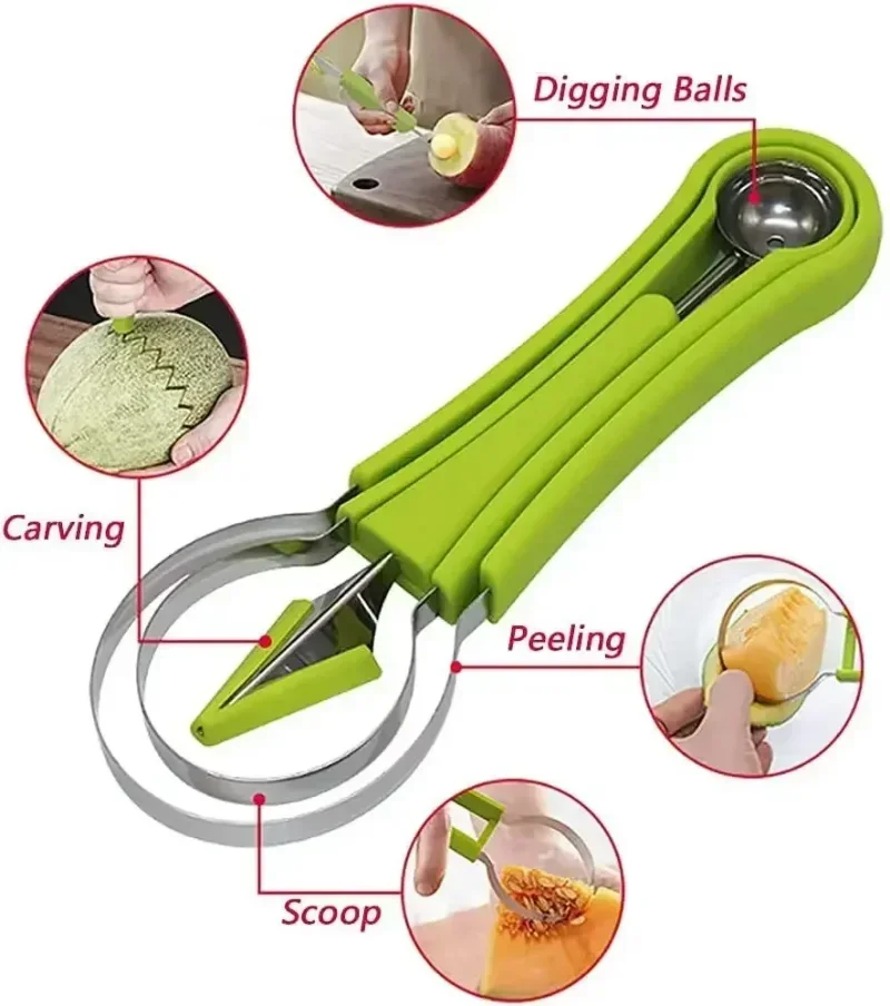 3 in 1 Watermelon Slicer Cutting Knife Spade Fruit Carving Knife AvocadoKnifeMultifunctionalFruiDredgeSeparator Kitchen Gadgets