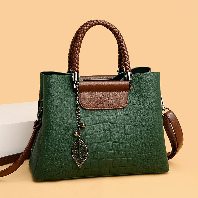

Brand Leather 3 Layers Alligator Crossbody Bag for Women Female Shoulder Messenger Sac Luxury Designer Ladies Handbags