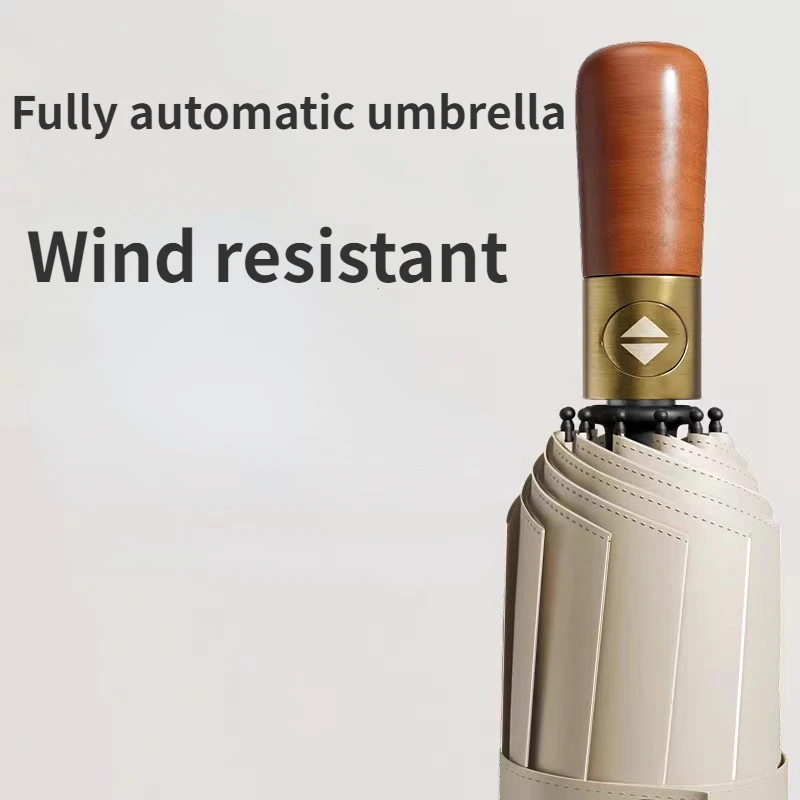 72 Bones Fully Automatic Umbrella for Men's Large Foldable Wooden Handle Umbrella folding umbrella automatic umbrella