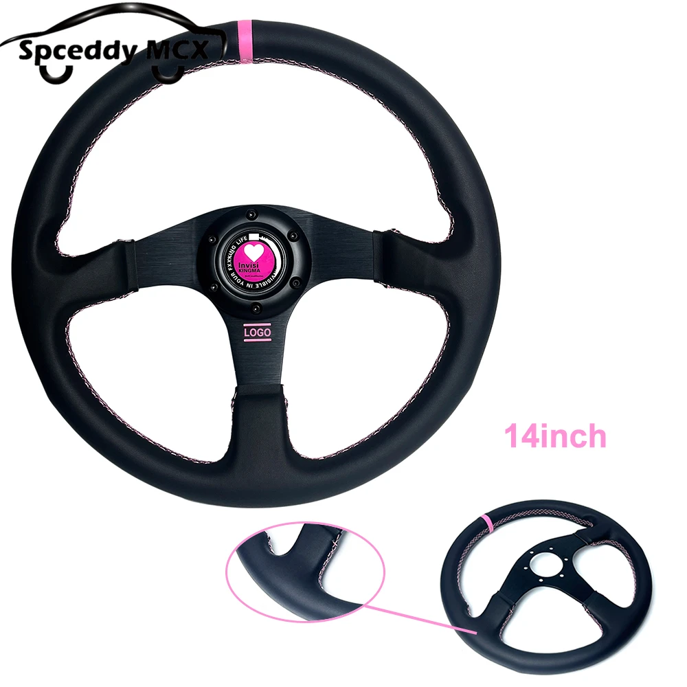 Universele 330mm Stuurwiel Suède Drift Sim Racing Game Stuurwiel Plat
