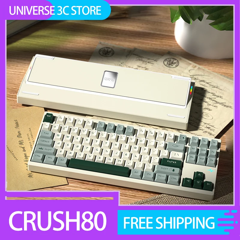

Wob Crush80 Keyboard Kit Three Mode Mechanical Aluminium Keyboard Kit Low Delay Gaming Rgb Customized Gasket Via For Pc Gamer