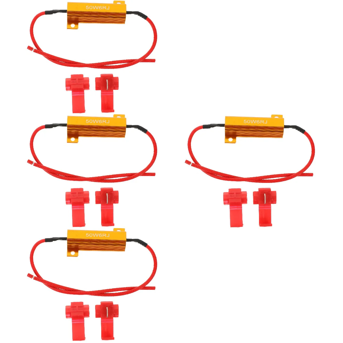 4 Count Automotive Resistance Resistor Kit Resistors for LED Lights Turn Signal Car Load Aluminum 50w 6-ohm 6ohm