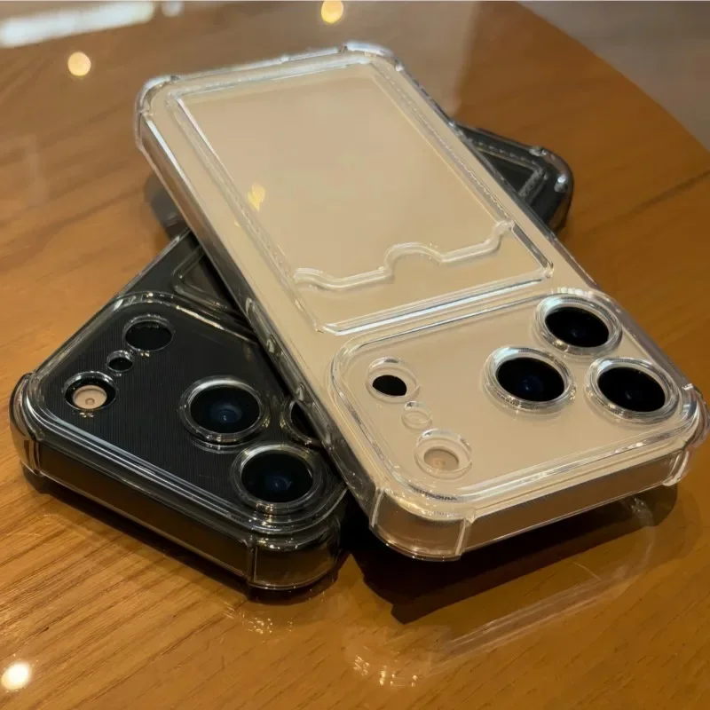 Shockproof Card Holder Pocket Phone Case with Clear Design