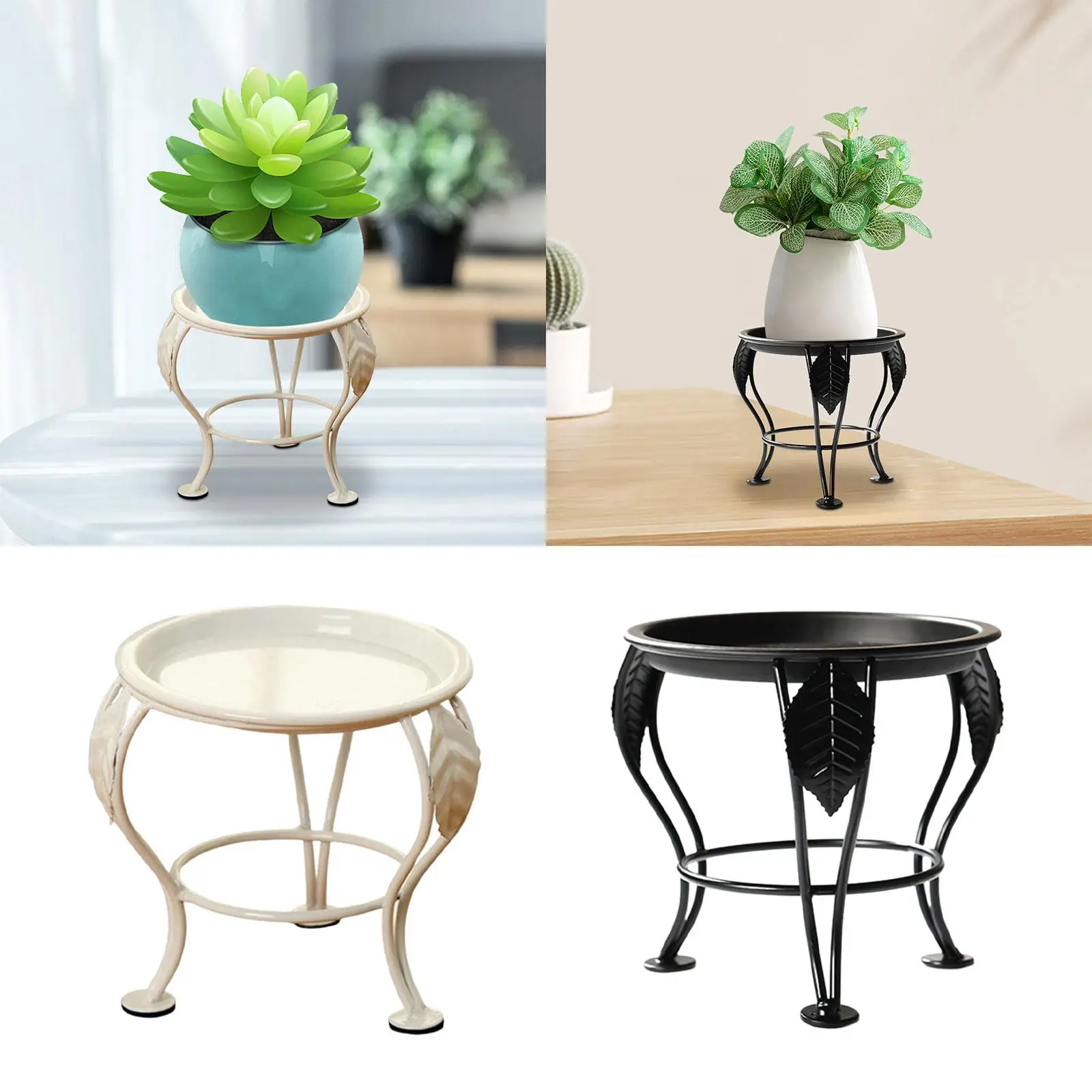 Metal Round Plant Display Potted Rack Tripod Bracket Multifunctional 5.3x5.3inch Planter Storage Rack for Balcony Plant Stand