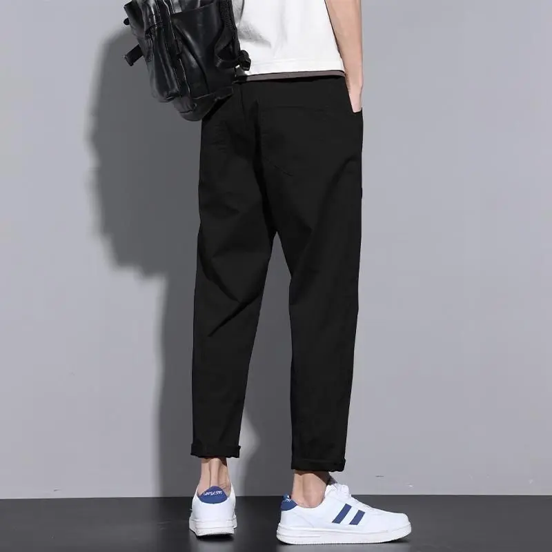 Spring Autumn Elegant Fashion Harajuku Slim Fit Ropa Hombre Loose All Match Casual Pants Solid Pockets Sport Straight Leg Pants