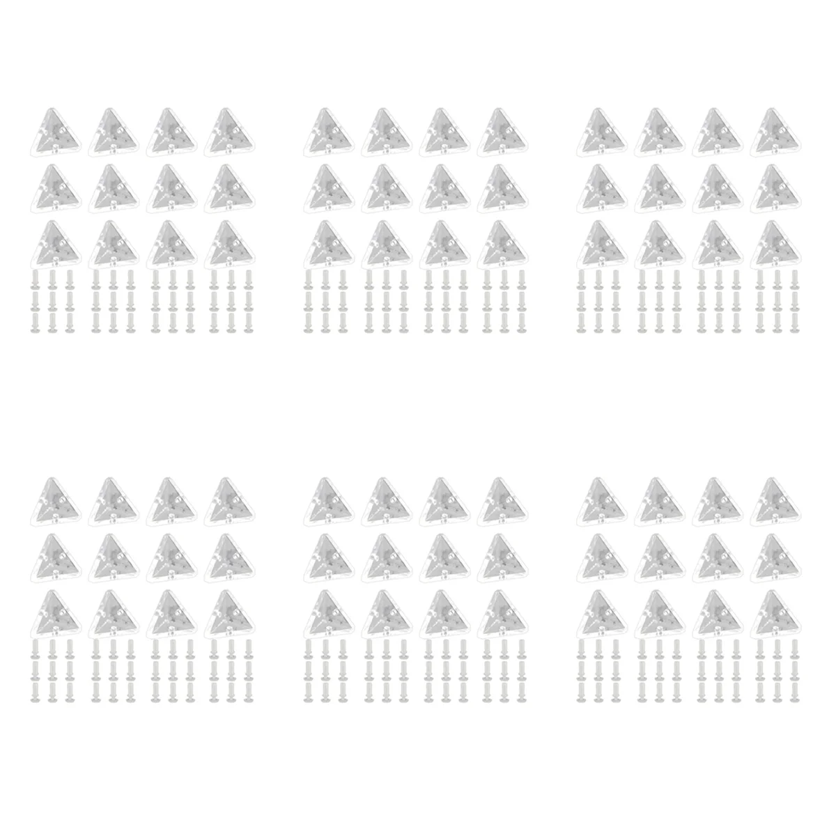 72Pcs Acrylic Corner Brackets with Semitransparent Screws Clear 3-Hole Right Angle Joint Brace Brackets