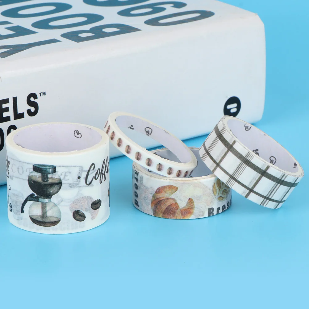 4 Rolls Novel Sticker Tape Popular Delicate Decorative Decals DIY Vivid Stickers for Diary Repeatable Paste Sticker Tape