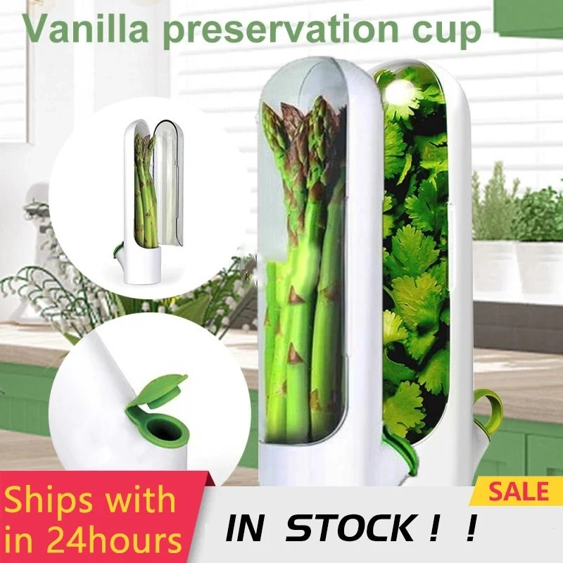 

1/2/3Pcs Vanilla Fresh-Keeping Cup Kitchen Gadgets Food Container Vegetable Preservation Bottle Dill Coriander Box Multifunction