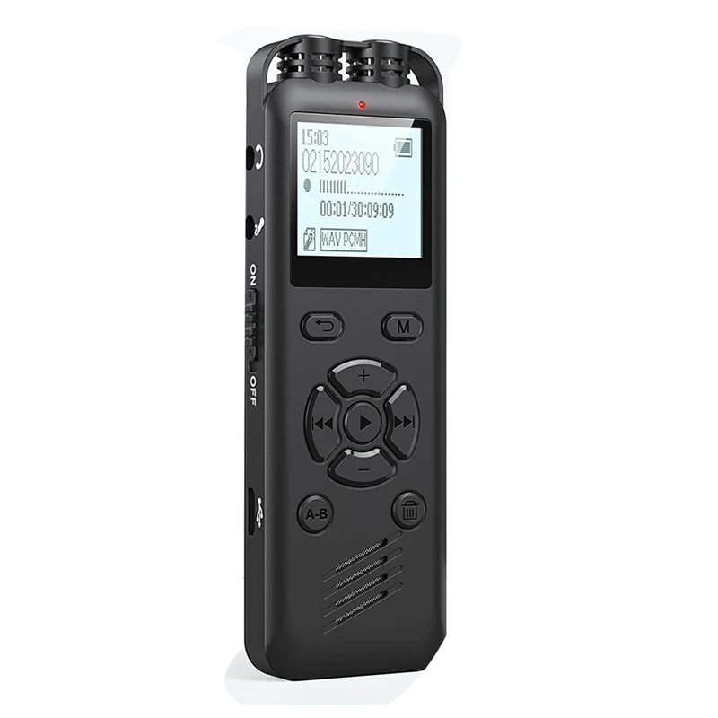 Black Digital Voice Recorder For Lectures Meetings, Timing Recording