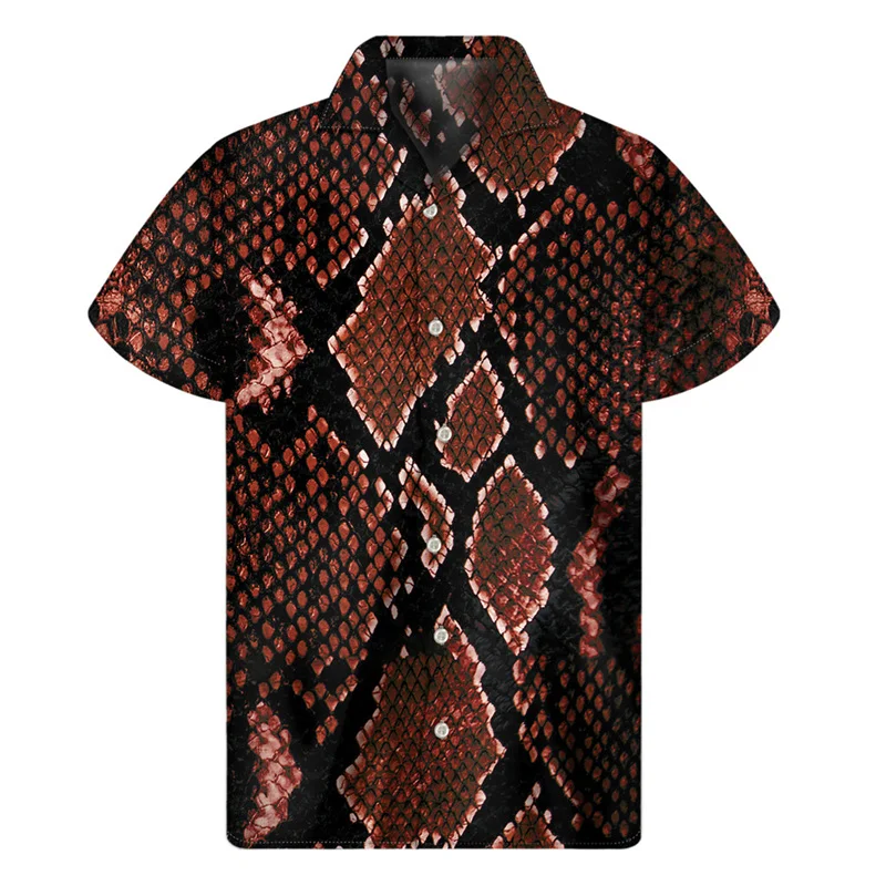 thumbnail image 1 of Camisas hawaianas con estampado 3D de piel de serpiente y pitón para hombre, camisas con botones y solapa, blusas holgadas de manga corta para calle, 1 of 5