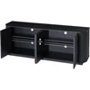64" Sideboards with Storage, Adjustable Shelves, Wooden Vertical Striped Cabinet, Accent Cabinet, Modern Sideboards 6