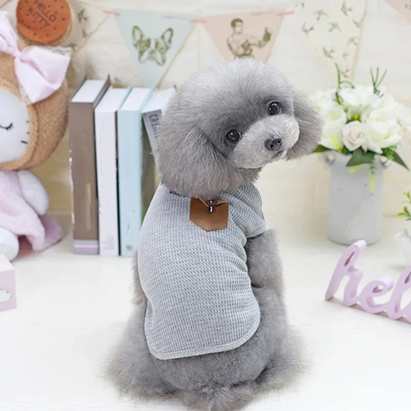 YUDODO Summer Cool Dogs Clothing for pets Chihuahua Teddy Solid Color Puppy Cat T-Shirt Breathable Cotton  Vest S-2XL images - 6