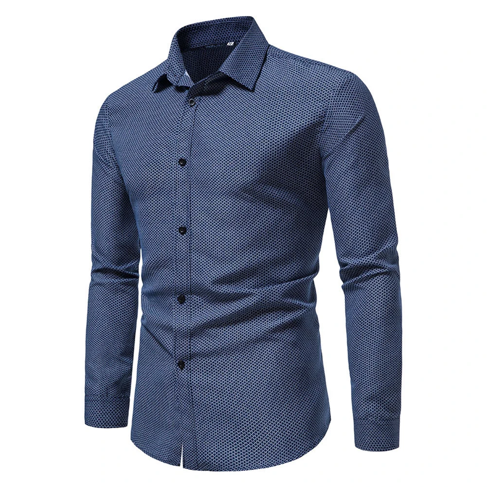 

Stylish Men's Plaid Shirt Long Sleeve Button Blouse Lapel Casual Top Autumn Spring Style Black White Navy Pink