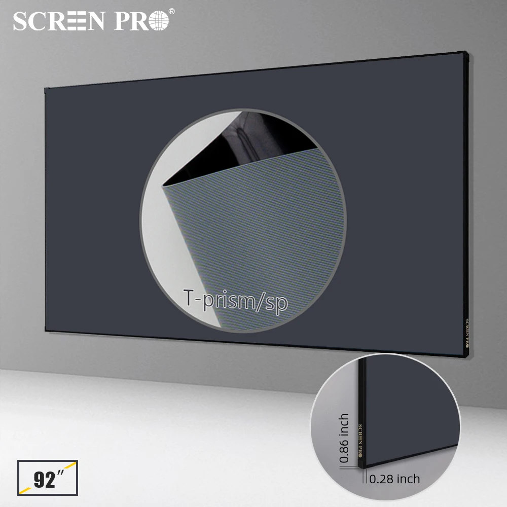 

SCREENPRO 92inch ALR Screen T-prism Gray Crystal With Fixed Frame 16:9 Anti Light Projection Screens for 4k UST Video Projector