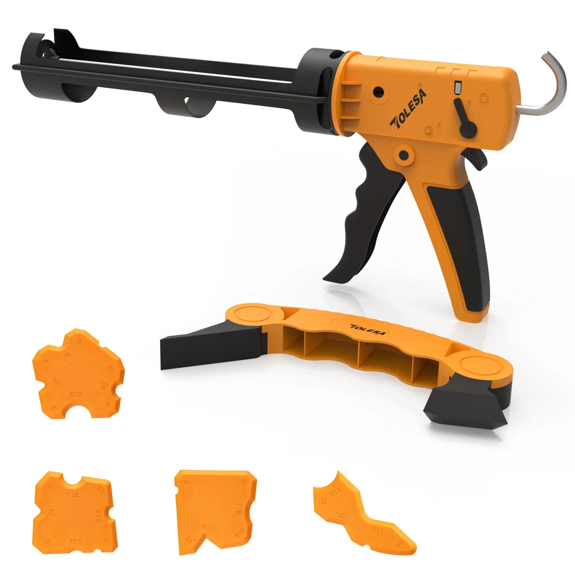 Caulking Gun TOLESA Dripless Caulking Gun Silicone Gun Kit with Comfortable Grip for Kitchen Bathroom Window High Thrust Ratio Hand Caulk