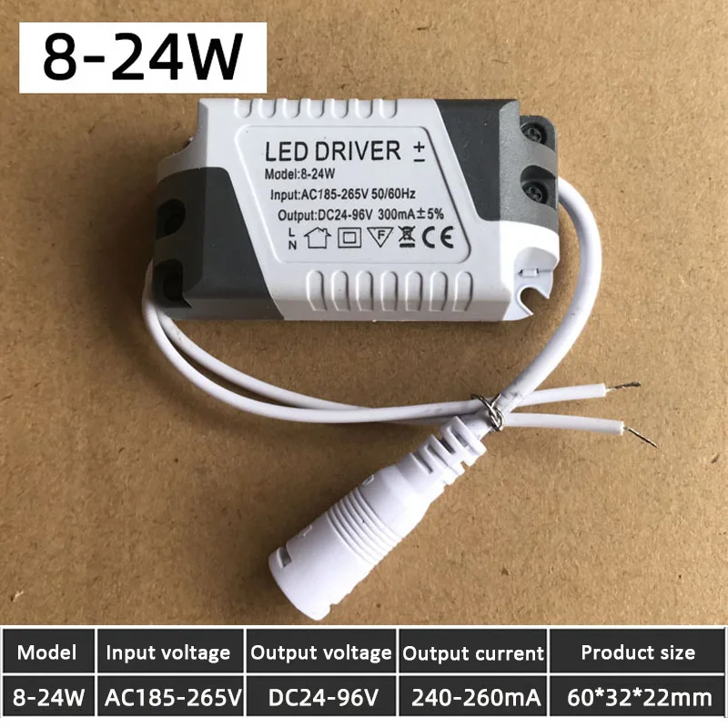 Universal LED Lighting Transformer - Ceiling Lamp & LED Strip Power Supply Adapter (8-24W)