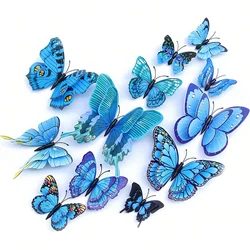 3D Butterfly Wall Decor Stickers with Magnets, Set of 12 (Blue)