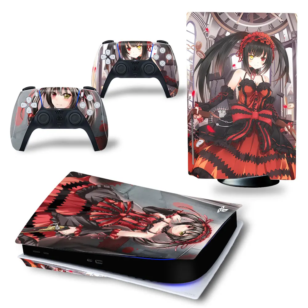 Anime Kurumi Tokisaki Ps5 Disk Digital Skin Sticker Decalcomania Cover Per Console Ps5 E Controller Ps5 Skin Sticker