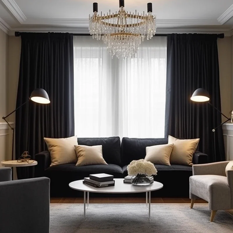 거실용 블랙 암막 커튼, 침실 창문용 열 블라인드 커튼, Rideaux 오컬턴트, 불투명 원단 차양 99%