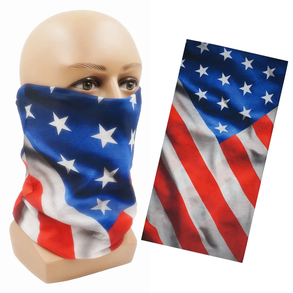 Vintage US Flag Bandannas Mask for Face Microfiber Shield American Style Neck Warmer Breathable Covering Gaitor Hiking Scarf 29