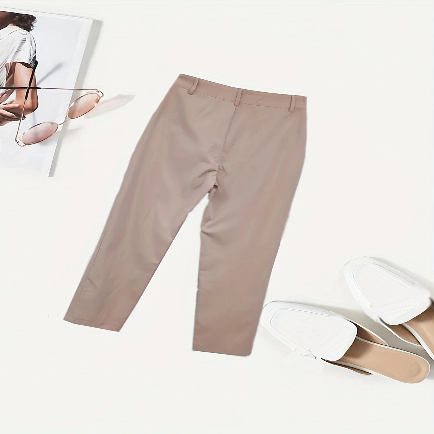 Chic Womens Belted Skinny Leggings-Comfort Fit with Sleek Slant Pockets, Versatile Casual Wear