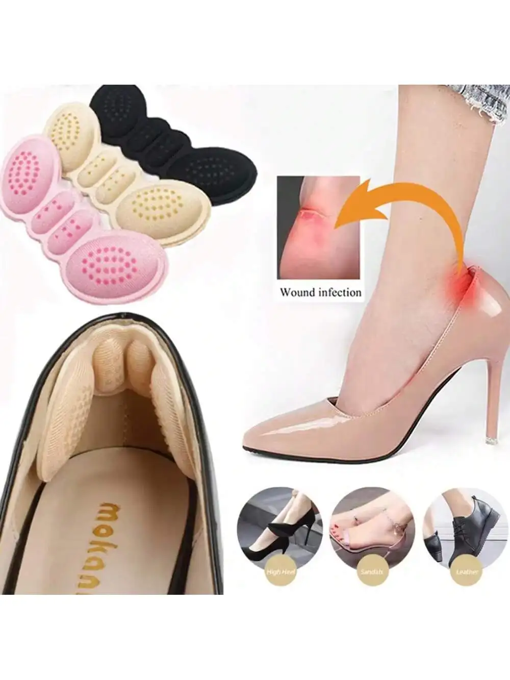 Heel Pads for Shoes Heel Grips for Womens Shoes Anti-Slip Grips Liner Cushions Inserts Blisters Pain