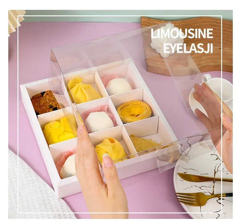 Why 87+ Bakeries Chose This: 10pcs Dessert Grid Boxes with 92% Transparency PET Lids – ... - SKU TDGB1220 - UGI Packaging