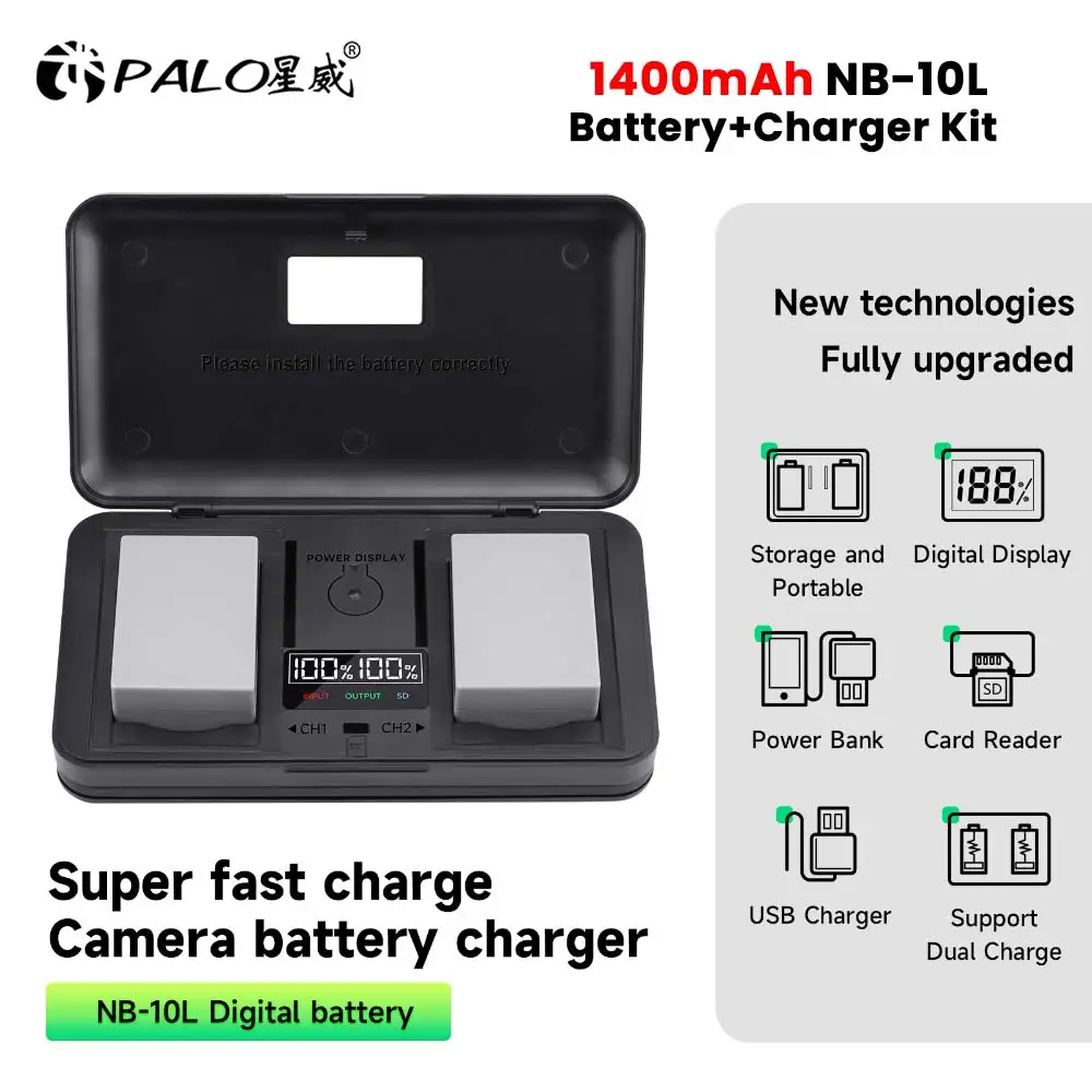 Palo 1400Mah Nb-10L Nb 10L Batteria Per Fotocamera Nb10L + Custodia Per Caricabatterie Multifunzione Per Canon Powershot G1X G15 Sx40 Hs Sx50 Sx60